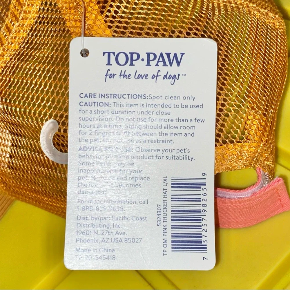Top Paw National Park Pup Graphic Print Pink Trucker Dog Pet Hat Size L/XL NWT